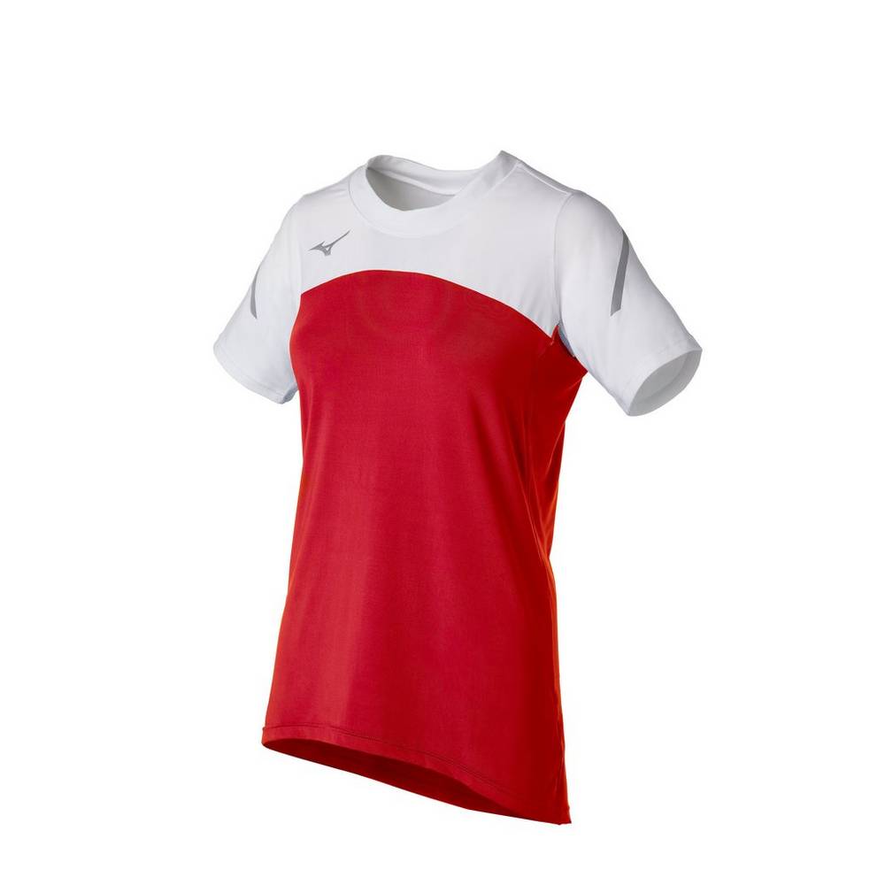 Maglia Mizuno Techno VII Short Sleeve Donna - Rosse/Bianche - 84371-TNOZ